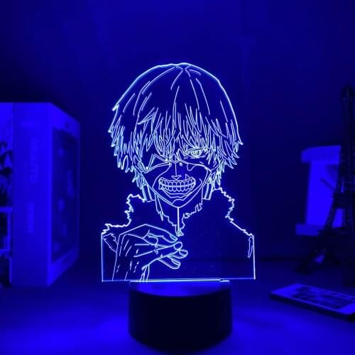 3D Lamp Anime Tokyo Ghoul Ken Kaneki Led Panel Lights Valentines Day Gift Nightlight Gift To Girlfriend Lamp Led anime decor