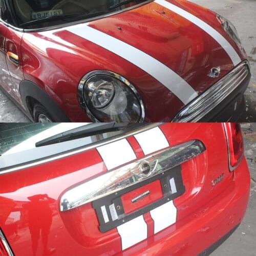 Car Decals Sports Rally Stripes for MINI Vinyl Hood Rear stickers White w/ Black ZC699