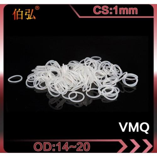 White Silicon O-Ring 10PCS/lot Silicone/VMQ CS1mm OD14/15/16/17/18/19/20mm O Ring Seal Rubber Gasket Rings Washer