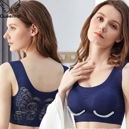 Queenral Plus Size Bras For Women Underwear M L XL XXL 3XL 4XL 5XL 6XL Brassiere Push Up Bralette BH Seamless Sports Vest Bra