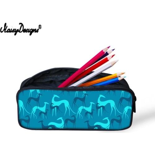 NOISYDESIGNS Boys Greyhound Pattern Pencil Case Fashion Children Pen Bags Cartoon Custom Cases Pen Pouch Girls Makeup Bag