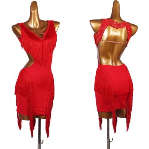 Blue Latin Competition Dance Skirt Women New Elegant Sexy Rumba Samba Tassel Dancing Dress Ladys Tassel Standard Latin Skirt