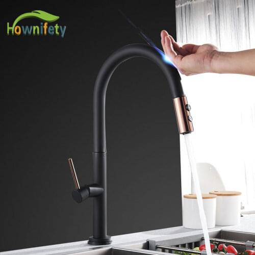 Black white matching rose gold Kitchen Sensor Faucet Hot & Cold Mixer Tap Sense Crane 2 Functon Modes Pull out Spout Modern