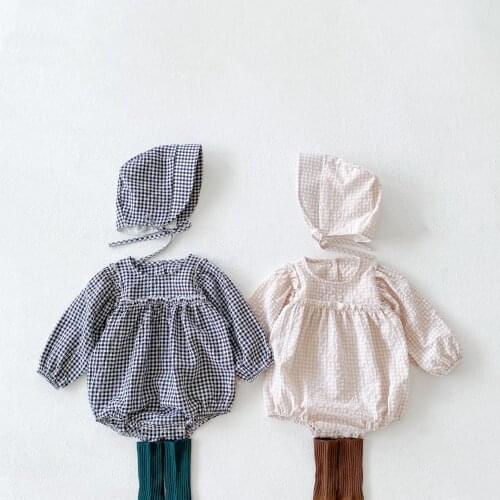 BOBOTCNUNU Baby Bodysuit 2021 New Fashion Long Sleeve Plaid Clothes Autumn Cute Style Toddler Girls Jumpsuit