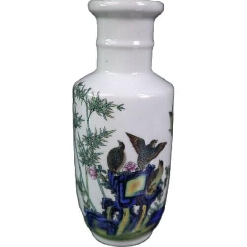 Jingdezhen Ceramic Vase hand painted pink flower and bird pattern Vase ornament flower arrangement tea art