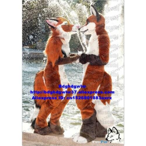 Brown Long Fur Furry Husky Dog Wolf Fox Fursuit Mascot Costume Adult Cartoon Character Open A Business Major Events zx2986