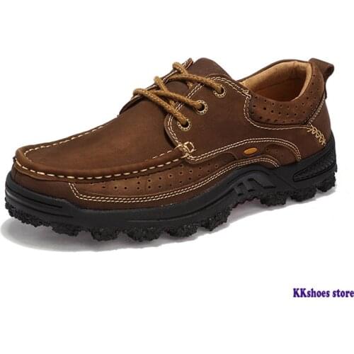 Handmade Genuine Leather Men Casual Shoes Soft Comfort Flats Shoes High Quality Outdoor Men Sneakers Shoes Men Dropshipping