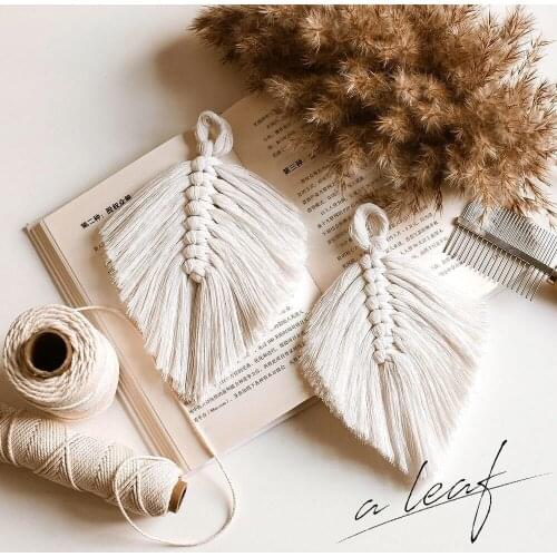 Macrame Bohemian style hand-woven ornaments background wall photo photography cotton thread leaf wall hanging diy ornaments