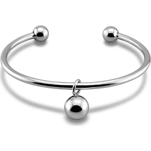 Fashion Contracted Bracelet Bangle For Women Adjustable Lovely Ball 925 Sterling Silver Jewelry Girl Accessory Femme Gift