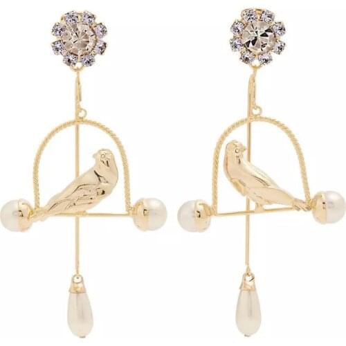 Fashion Euramerican Baroque Vintage Style Brand Jewelry Gold Bird Earrings Big Circle Pendientes Bridal Accessories
