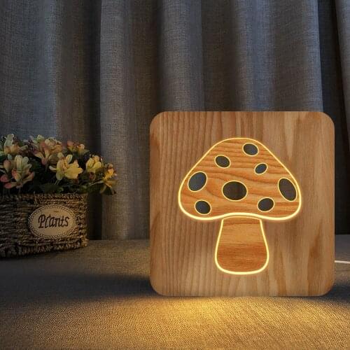 USB bedside lamp LED Table Lamp Creative mushroom Lamp Wood Desk Light for Boy Girl Baby Lamp For Bedroom Night Light Xmas Gifts