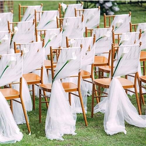 2019 New orange Sheer material Chair Sashes for wedding party and events