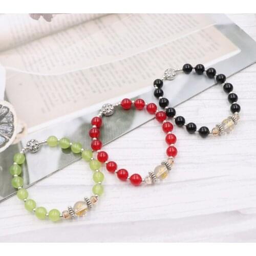 New Wholesale Handmade Bracelet Stone Jades Opal Zoisite Spot Crystal Beads Bracelets Elastic Bangle for Women Gift Jewelry B373