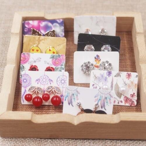 New arrival100pcs/lot Paper Cute Earrings Card Multi Designs Ear Studs Earring Display Packaging Card Rectangle Jewelry Cards