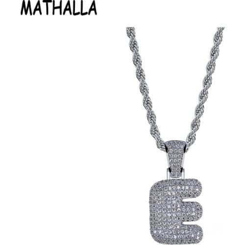 MATHALLA Letter E Necklace and Pendant With Zircon Pavé Mens and Womens Accessories Gold Silver Hip-Hop Jewelry Gifts