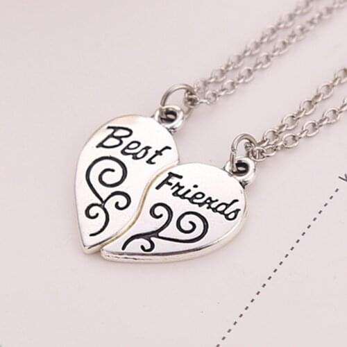 Hot Christmas Gift Best Friends Forever necklaces BFF 2 Parts Necklace Heart Pendant Trendy Women flower Jewelry Friendship Gift
