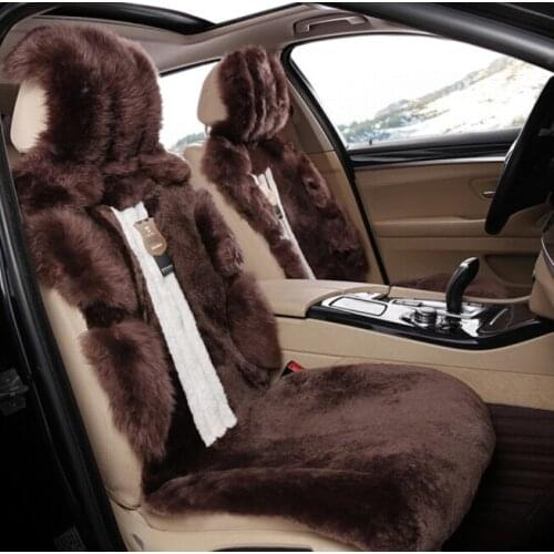 Full Set Luxury Sheepskin Fur Car Seat Cushion Front And Rear Car Seat Covers