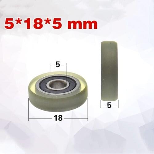 [PU0518-5]Free shipping 10PCS RUBBER PU polyurethane rubber ball bearing bags roller wheels 5*18*5mm inner 5mm PU roller