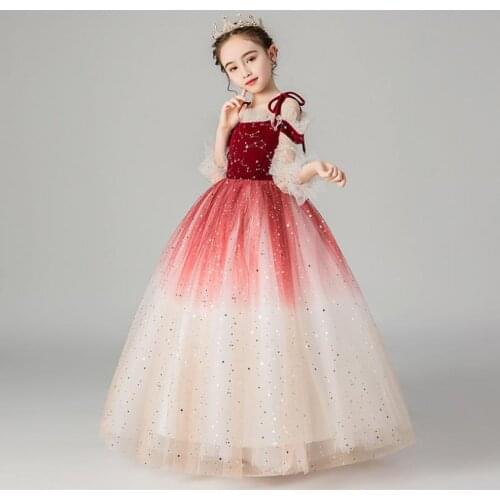 Luxury Girls Princess Dresses 2021 New Girls Pageant Ball Gowns Weddings Birthdays party Dress Modis Kids Clothes Vestidos Y2136