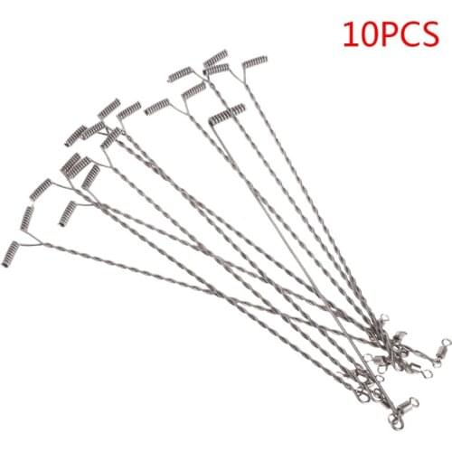 Y1UC 10Pcs Fishing Wire Arm With Swivel T Shaped Stainless Steel 9/12/15cm Rig Tackle