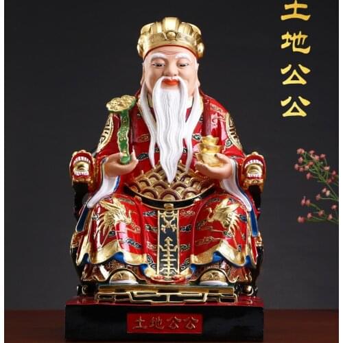 38cm Southeast Asia Company home High grade Buddha statue thriving business Money Good luck CAI SHEN TU DI GONG God of wealth