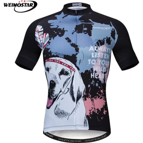 Weimostar Labrador Wolf Style Cycling Jersey Summer Short MTB Bike Jersey Shirt Downhill Bicycle Clothing Quick Dry Cycling Wear