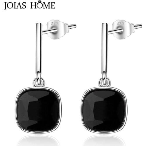 JoiasHome 925 Sterling Silver Earring For Women With Black Color Gemstones Female Fine Jewelry Women Party Wholesale Gift