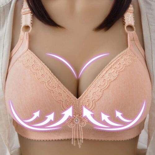 Women Plus Size Underwear Push Up Bras Wire Free Soft B C Cup For Big Breast Ladies Cotton Thin Cup Lingerie Active Bras