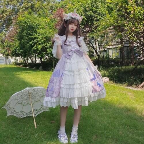 Lolita Mid-Length Womens Japanese New Korean JSK Dress Retro Gothic Cos Lolita Princess Dress Cos Loli