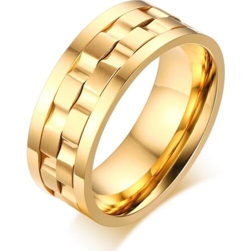 Gold / Silver Color Stainless Steel Ring for Men Spike Ring for Male Rotatable Wedding & Engagement Ring