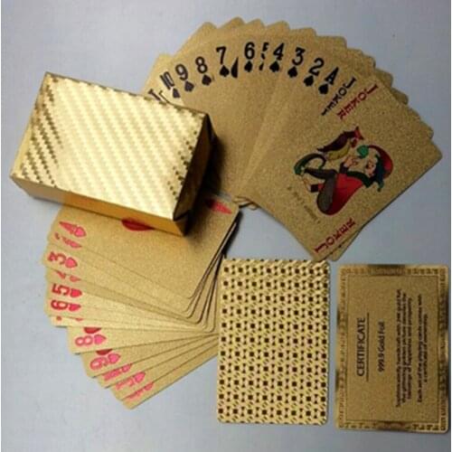 Golden Playing Cards Waterproof Durable Use Gold Plastic Foil Poker Playing Cards Best Gift Gambling Table Games