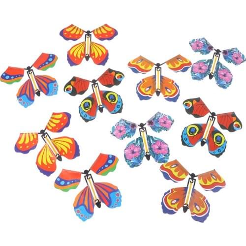 10pcs Magic Butterfly Flying Butterfly With Card Toy With Empty Hands Solar Butterfly Wedding Magic Props Magic Tricks