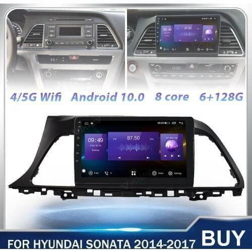 128g Android Car DVD Player GPS Navigation Head Unit For Hyundai Sonata 2014 2015 2016 2017 LHD touch screen Stereo Recorder