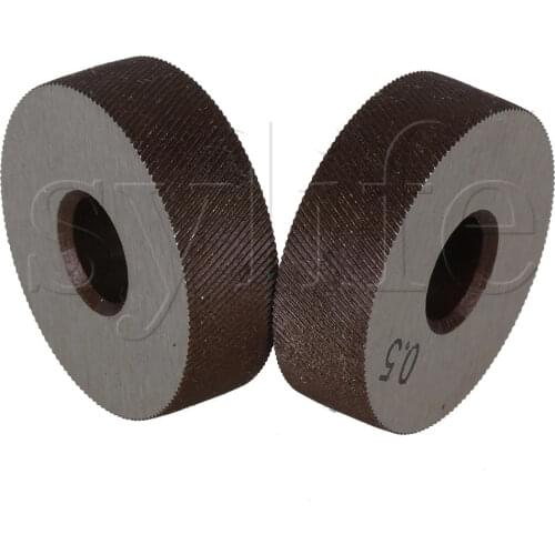 2pcs High Speed Steel Diagonal Coarse 0.5mm Pitch Linear Knurling Wheel