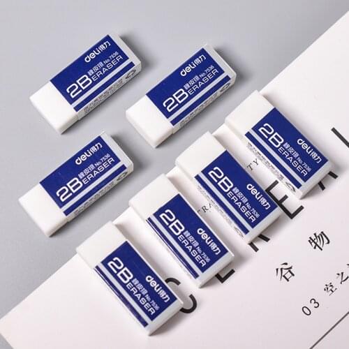3pcs / 5pcs Deli 7536, 2b rectangular rubber error correction test card, homework modification eraser, student office stationery