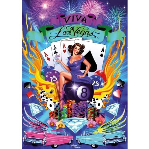 JMINE Div 5D Las Vegas Poker Lady Fireworks Car Casino Full Diamond Painting kits art Cartoon 3D paint by diamonds
