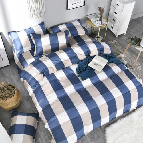 58 simple plaid stripe bedding set king queen full 5 size bed linen 4pcs/set duvet cover set luxury bed sheet AB side bedclothes