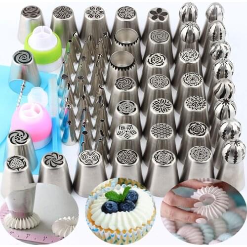 76Pcs/Set Ball Sphere Russian Pastry Tips Large Sultan Tube Piping Icing Nozzles Stainless Steel Flower Pastry Nozzles