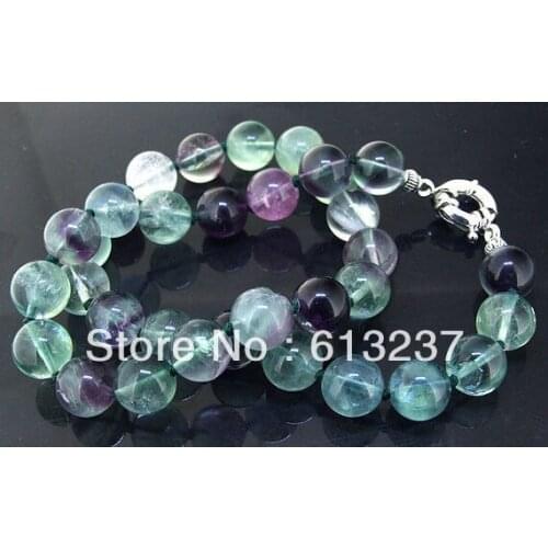 Charms 10mm Round Natural Rainbow Fluorite Stone Chain Round Beads Strand Necklace Knotted Crystal Jewelry 18inch MY5192