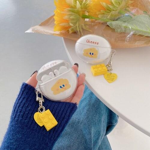 For huawei freebuds 4i /freebuds PRO /freebuds 3 Case Cartoon Keychain Silicone Transparent Earphone Case Protective Cover