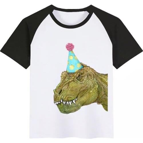 Happy Birthday Dinosaur Baby Clothes Baby Funny Cartoon Print T-shirt Kids Summer O-Neck Tops Boys & Girls Tshirt Baby Clothes