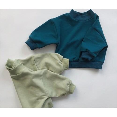 Childrens Sweatshirt 2020 Winter New Baby Boys and Girls Solid Turtleneck Sweatshirt Baby Casual Long Sleeve T Shirt 2-7 Years