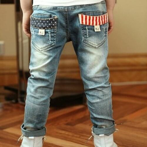 2020 new spring and autumn childrens denim pants fashion hip-hop boys jeans cartoon holes jean for boy denim long trousers