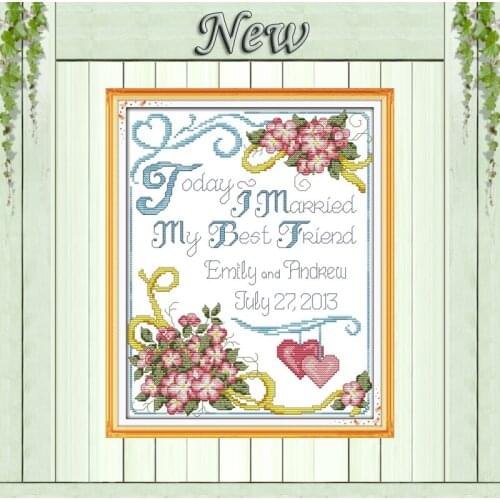 Wedding anniversary love flower decor painting counted print on canvas DMC 14CT11CT Cross Stitch kits Needlework Embroidery Sets