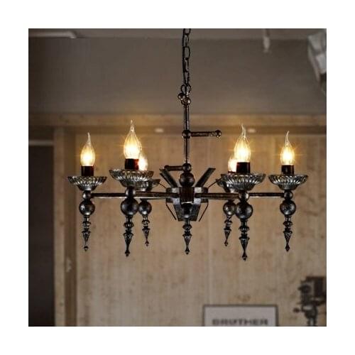 IWHD 6 Heads Lampen Iron LED Pendant Lighting Fixtures Loft Style Retro Lamp Vintage Industrial LED Hang Lights Cafe Bar Lampara
