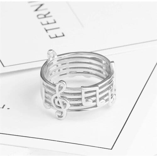 Fine Design Women Rings Fashion Art Music Note Staff Hollow Alloy Charms Finger Rings Unisex Birthday Gift Accessories