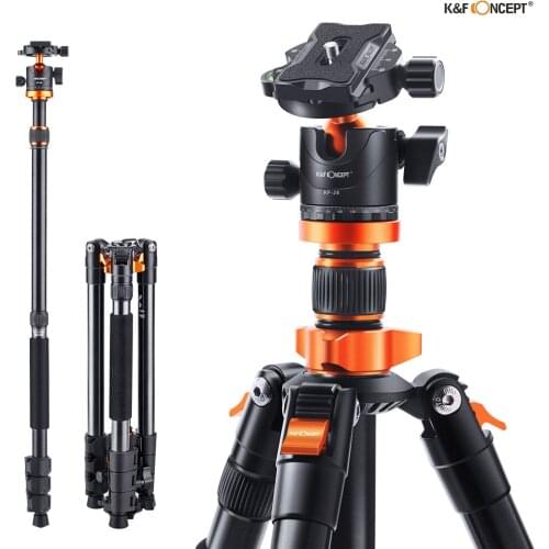 K&F Concept 62 Inch DSLR Tripod Lightweight Aliminum Camera Tripod Monopod with Quick Release Plate And Head For Sony Cameras