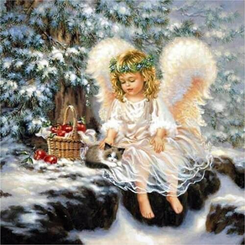 Full Square drill 5D DIY Diamond Embroidery Angel with apple Diamond Painting Cross Stitch Rhinestone Mosaic decor gift