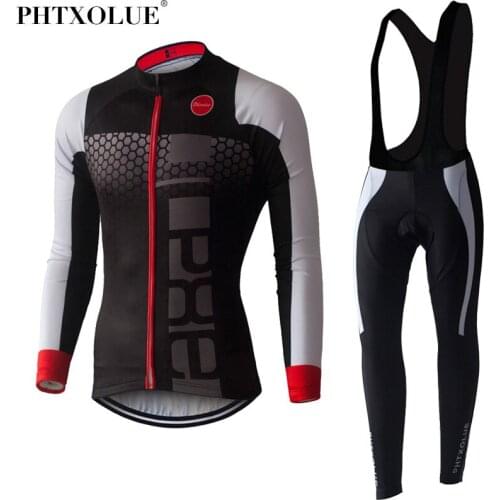 PHTXOLUE Long Sleeve Cycling Set 2017 Mtb Jersey Bike Wear Clothes Ropa Ciclismo Winter Thermal Fleece Cycling Clothing Men