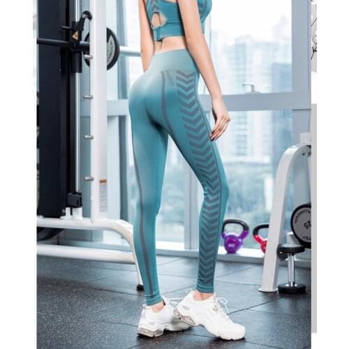 Summer New Workout Fitness Pants Womens Printed Hip Lift Belly Holding Skinny Yoga Pants